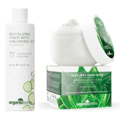 Organic Series Mask + Toner ZESTAW Maska algowa aloesowa 200 ml + Tonik z kwasem hialuronowym 200 ml