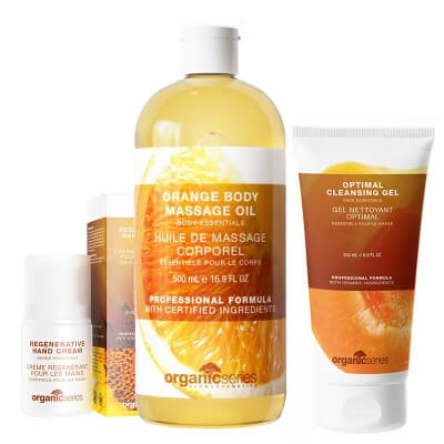 Organic Series Orange Power Set ZESTAW Żel do mycia twarzy 200 ml + Olejek do ciała pomarańczowy 500 ml + Regenerujący krem do rąk 50 ml