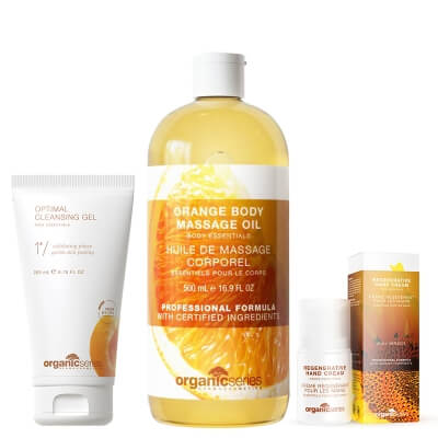 Organic Series Orange Power Set ZESTAW Żel do mycia twarzy 200 ml + Olejek do ciała pomarańczowy 500 ml + Regenerujący krem do rąk 50 ml