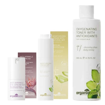 Organic Series Oxygenating And Moisturizing Skin ZESTAW Tonik z antyoksydantami 200 ml + Krem nawilżający z filtrem 50 ml + Krem pod oczy 15 ml