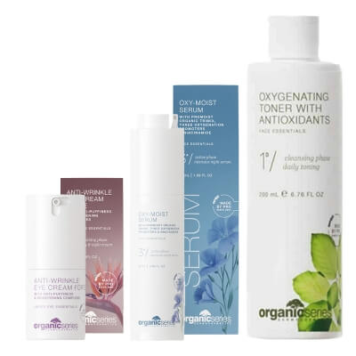 Organic Series Oxygenating Skin ZESTAW Dotleniający tonik z antyoksydantami 200 ml + Serum dotleniająco-nawilżające 50 ml + Krem pod oczy 15 ml