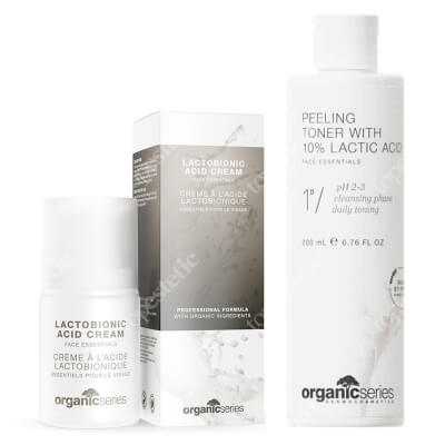Organic Series Peeling Toner With 10% Acid + Lactobionic Acid Cream Face ZESTAW Złuszczający tonik 200 ml + Krem z kwasem laktobionowym 50 ml