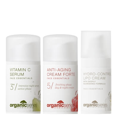 Organic Series Shiny Skin ZESTAW Serum z witaminą C 15 ml + Krem hydrolipidowy 15 ml + Liftingujący krem peptydowy 15 ml