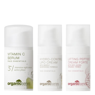 Organic Series Shiny Skin ZESTAW Serum z witaminą C 15 ml + Krem hydrolipidowy 15 ml + Liftingujący krem peptydowy 15 ml