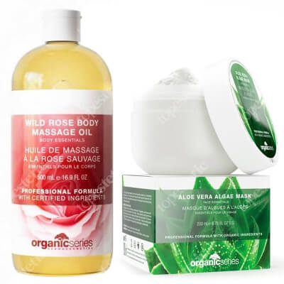 Organic Series Wild Rose Body Massage Oil + Aloe Vera Algae Mask ZESTAW Olejek do ciała dzika róża 500 ml + Maska algowa aloesowa 200 ml