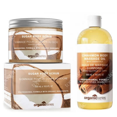 Organic Series Winter Home Spa ZESTAW Scrub cukrowy 500 ml + Olejek do ciała cynamonowy 500 ml