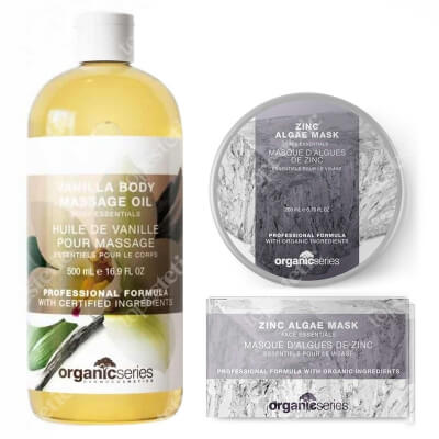 Organic Series Zinc Algae Mask + Vanilla Body Massage Oil ZESTAW Maska algowa cynkowa 200 ml + Olejek do ciała waniliowy 500 ml