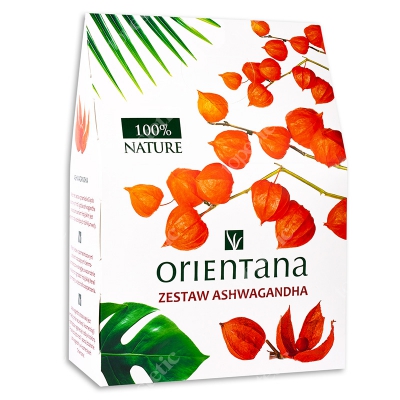 Orientana Ashwagandha ZESTAW Krem do twarzy - Żeń szeń indyjski 40 g + Peeling do twarzy - Papaja i żeń szeń indyjski 50 g + Maska granat i zielona herbata 1 szt