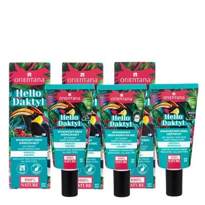Orientana Day and Night Daktyl Set ZESTAW Krem nawilżający 40 ml + Witaminowy krem-maska na noc 40 ml + Komfortowy krem odżywczy do twarzy i pod oczy 40 ml