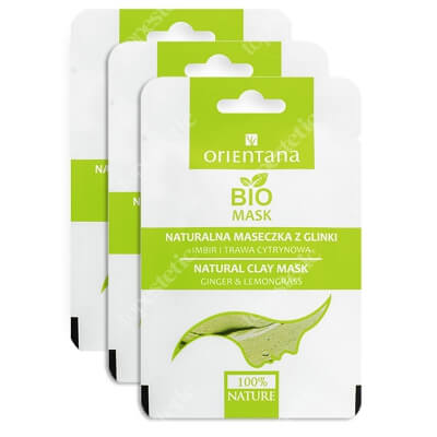 Orientana Natural Mask ZESTAW Naturalna maseczka z glinki - Imbir i trawa cytrynowa 10 g x 3 szt