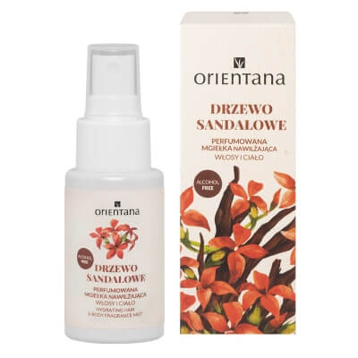 Orientana Perfumowana mgiełka nawilżająca do ciała i włosów Nawilżająca mgiełka do włosów i ciała o zapachu drzewa sandałowego 50 ml