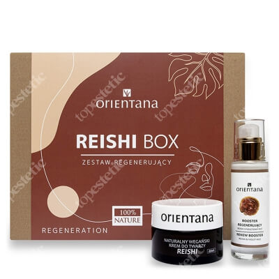 Orientana Regenerujący ZESTAW Regenerujący booster reishi i fioletowy ryż na noc 30 ml + Naturalny wegański krem do twarzy na dzień 50 ml