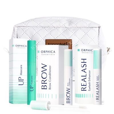 Orphica Beautiful Eye Set ZESTAW Tusz do rzęs 7,5 ml + Odżywka do rzęs 4 ml + Odżywka do brwi 4 ml + kosmetyczka gratis