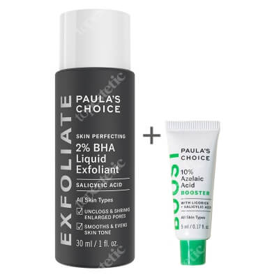 Paulas Choice 10% Azelaic Acid Booster + Skin Perfecting 2% BHA Liquid ZESTAW Serum wygładzające z kwasem azelainowym i salicylowym 5 ml + Płyn złuszczający z 2% kwasem salicylowym 30 ml