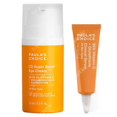 Paulas Choice 25% Vitamin C + Glutathione Clinical Serum + C5 Super Boost Eye Cream ZESTAW Serum kliniczne z 25% witaminą C i glutationem 5 ml + Skoncentrowany krem pod oczy z 5% witaminą C 15 ml