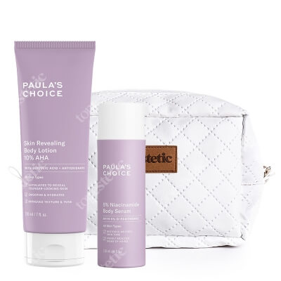 Paulas Choice Beauty Body ZESTAW Balsam intensywnie wygładzający do ciała 210 ml + Serum do ciała z 5% niacynamidem 118 ml + kosmetyczka