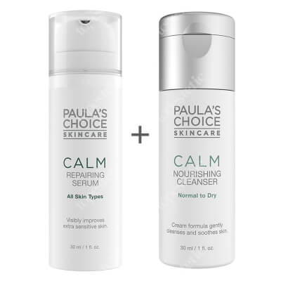 Paulas Choice Calm Redness Relief Cleanser + Calm Repairing Serum ZESTAW Płyn oczyszczający do skóry normalnej i suchej 30 ml + Serum łagodzące do skóry wrażliwej i naczyniowej 30 ml