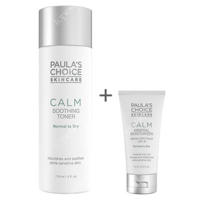 Paulas Choice Calm Soothing Toner + Calm Mineral Moisturizer SPF 30 ZESTAW Tonik łagodzący do skóry normalnej i suchej 118 ml + Krem nawilżający do skóry normalnej i suchej 15 ml