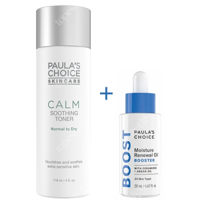 Paulas Choice Calm Soothing Toner + Moisture Renewal Oil Booster ZESTAW Tonik do skóry normalnej i suchej 118 ml + Olejek nawilżający do skóry bardzo suchej 20 ml