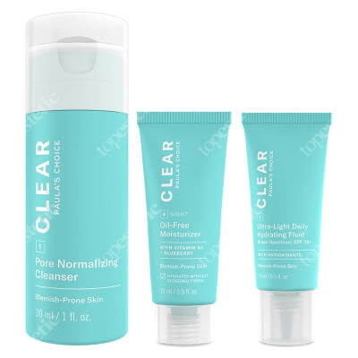 Paulas Choice Clear Extra Strength Travel Kit ZESTAW Żel oczyszczający 30 ml + Krem 15 ml + Krem 15 ml