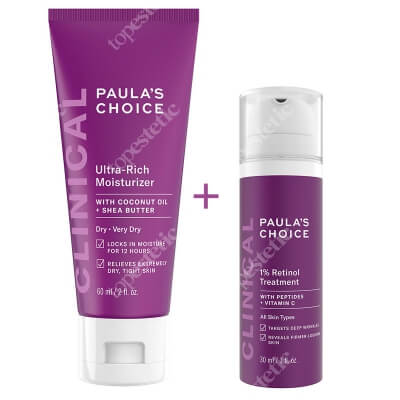 Paulas Choice Clinical 1% Retinol Treatment+ Clinical Ultra Rich Moisturizer ZESTAW Kuracja przeciwstarzeniowa 30 ml + Odżywczy krem nawilżający 60 ml