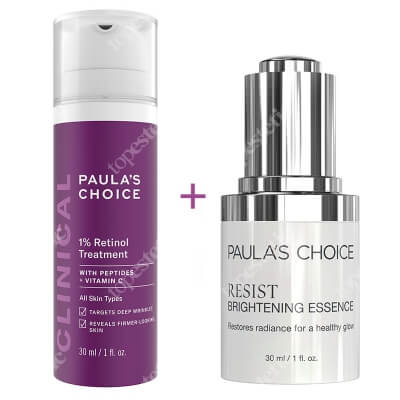 Paulas Choice Clinical 1% Retinol Treatment + Resist Brightening Essence ZESTAW Kuracja przeciwstarzeniowa 1% retinolu 30 ml + Emulsja rozjaśniająca przebarwienia 30 ml