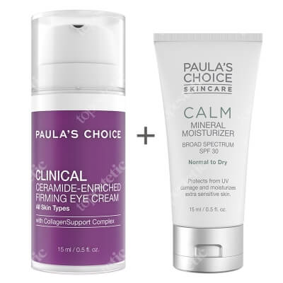 Paulas Choice Clinical Ceramide Enriched Firming Eye Cream + Calm Mineral Moisturizer SPF 30 ZESTAW Odżywczy i ujędrniający krem z ceramidami pod oczy 15 ml + Krem nawilżający do skóry normalnej i suchej 15 ml