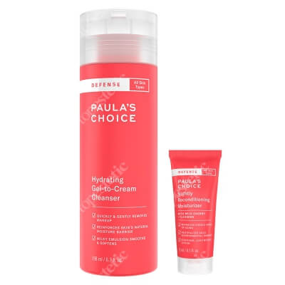 Paulas Choice Defense Hydrating Gel to Cream Cleanser + Defense Nightly Reconditioning Moisturizer ZESTAW Jedwabisty żel oczyszczający do skóry zmęczonej 198 ml + Krem na noc wzmacniający blask i oczyszczający skórę 15 ml