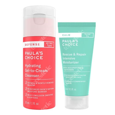 Paulas Choice Hydrating Gel and Night Moisturizer Travel ZESTAW Jedwabisty żel oczyszczający dla skóry zmęczonej 30 ml + Krem nawilżający na noc do skóry suchej 15 ml