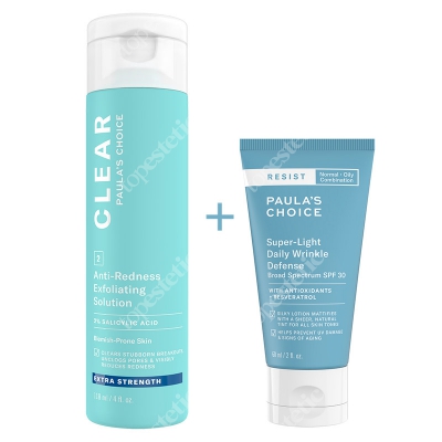 Paulas Choice Pielęgnacja Skóry Trądzikowej ZESTAW Kuracja złuszczająca do skóry trądzikowej 118 ml + Krem nawilżający z filtrem dla skóry tłustej i mieszanej 60 ml