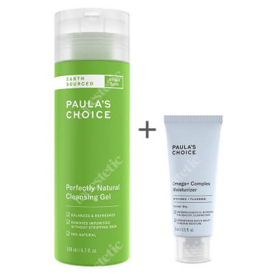 Paulas Choice Natural Cleansing Gel + Omega Complex Moisturizer ZESTAW Żel oczyszczający do twarzy 198ml + Odżywczy krem z kwasami Omega dla skóry suchej 15 ml