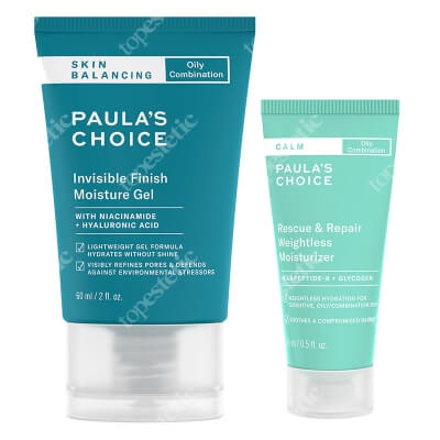 Paulas Choice Night Moisturizer for Oil Skin - Travel + Skin Balancing Invisible Moisture Gel ZESTAW Krem nawilżający na noc do skóry tłustej 15 ml + Emulsja matująco-nawilżająca 60 ml