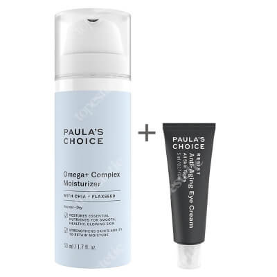 Paulas Choice Omega+ Complex Moisturizer + Resist Anti Aging Eye Cream ZESTAW Intensywnie odżywczy krem z kwasami Omega 3,6,9 dla skóry suchej 50 ml + Krem przeciwzmarszczkowy pod oczy 5 ml