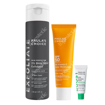 Paulas Choice Problematic Skin Care ZESTAW Serum wygładzające z kwasem azelainowym i salicylowym 5 ml + Płyn złuszczający z 2% kwasem salicylowym 118 ml + Krem nawilżający z 5%