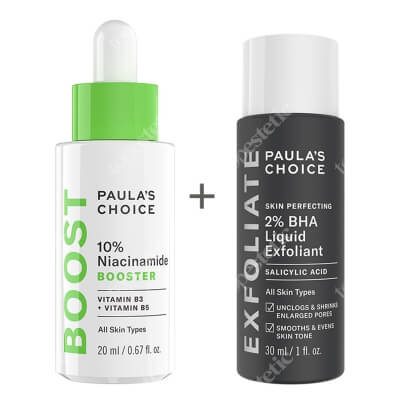 Paulas Choice Resist 10% Niacinamide Booster + Skin Perfecting 2% BHA Liquid ZESTAW Serum z witaminą B3, 20 ml + Płyn złuszczający z 2% kwasem salicylowym 30 ml