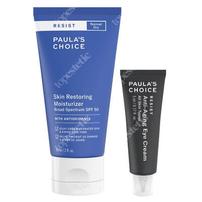 Paulas Choice Resist Anti Aging and Moisturizer SPF 50 ZESTAW Przeciwzmarszczkowy krem pod oczy 5 ml + Antyoksydacyjny krem przeciwzmarszczkowy z filtrem 60 ml