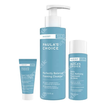 Paulas Choice Resist Care Set ZESTAW Pianka oczyszczająco-normalizująca 190 ml + Kuracja normalizująca na dzień 30 ml + Lekki krem nawilżający z filtrem SPF 30 15 ml