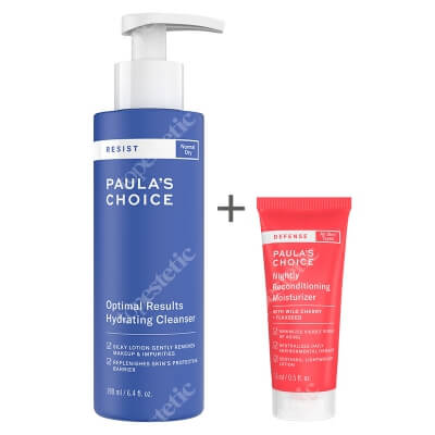 Paulas Choice Resist Optimal Results Cleanser + Defense Nightly Reconditioning Moisturizer ZESTAW Lotion oczyszczający do skóry suchej i wrażliwej 190 ml + Krem na noc wzmacniający blask i oczyszczający skórę 15 ml