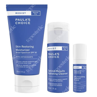 Paulas Choice Resist Skin Care Set ZESTAW Krem przeciwzmarszczkowy z filtrem 60 ml + Lotion oczyszczający 30 ml + Kuracja wygładzająca na dzień 10 ml