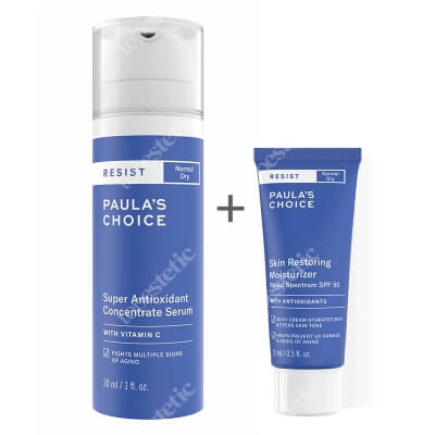 Paulas Choice Resist Skin Restoring Moisturizer SPF 50 + Resist Super Antioxidant Serum ZESTAW Antyoksydacyjny krem przeciwzmarszczkowy z filtrem 15 ml + Skoncentrowane serum przeciwstarzeniowe 30 ml