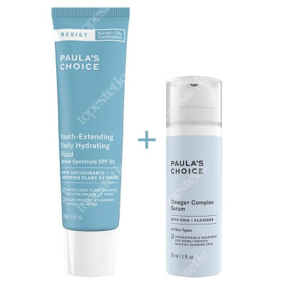 Paulas Choice Resist Youth Extending Daily Hydrating Fluid + Resist Omega+ Complex Serum ZESTAW Fluid nawilżający 60 ml + Serum do twarzy z kwasami Omega 30 ml