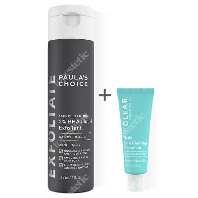 Paulas Choice Skin Perfecting 2% BHA Liquid + Clear Daily Skin Clearing ZESTAW Płyn złuszczający z 2% kwasem salicylowym 118 ml + Krem wielozadaniowy z kwasem azelainowym 5 ml