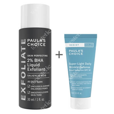 Paulas Choice Skin Perfecting 2% BHA Liquid + Resist Super Light Daily Wrinkle SPF 30 ZESTAW Płyn złuszczający 30 ml + Krem nawilżający 15 ml
