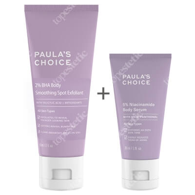 Paulas Choice Smooth Body ZESTAW Wygładzający peeling do ciała 60 ml + Serum do ciała z 5% niacynamidem - travel size 30 ml