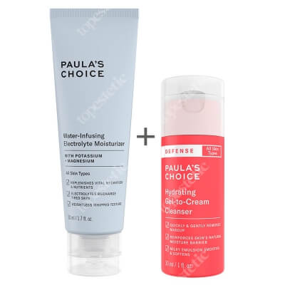 Paulas Choice Water-Infusing Electrolyte Moisturizer + Defense Hydrating Gel to Cream Cleanser ZESTAW Nawilżający krem elektrolitowy 50 ml + Jedwabisty żel oczyszczający dla skóry zmęczonej 30 ml