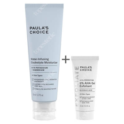 Paulas Choice Water-Infusing Electrolyte Moisturizer + Skin Perfecting 8% AHA Gel ZESTAW Nawilżający krem elektrolitowy 50 ml + Żel złuszczający 15 ml