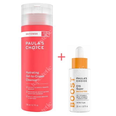 Paulas Choice Zestaw Rozświetlający ZESTAW Jedwabisty żel oczyszczający do skóry zmęczonej 198 ml + Serum z 15% witaminą C, E i kwasem ferulowym 20 ml
