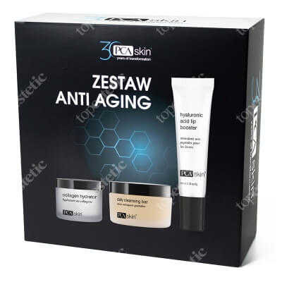 PCA Skin Anti Aging Set ZESTAW Krem nawilżający 48,2 g + Delikatny preparat oczyszczający 85 g + Balsam do intensywnej pielęgnacji ust 6 g
