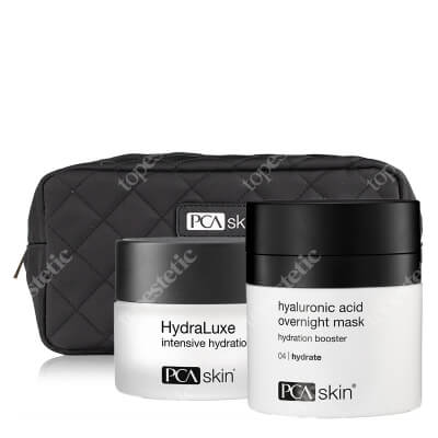 PCA Skin Hyaluronic Acid Overnight Mask + HydraLuxe Cream ZESTAW Intensywnie odmładzająca i nawilżająca maska do stosowania na noc 51 g + Krem głęboko nawilżający 55 g + Kosmetyczka 1 szt