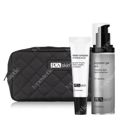 PCA Skin Ideal Complex: Revitalizing Eye Gel + Pigment Gel Pro ZESTAW Rewitalizujący żel pod oczy 14,2 g + Serum korygujące o właściwościach rozjaśniających 29 ml + Kosmetyczka 1 szt